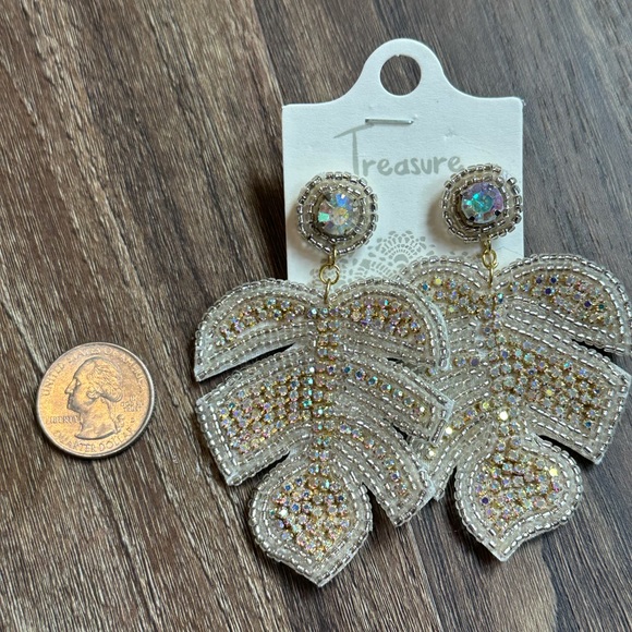 Statement earrings.  Silver and beaded.  Perfect to complete an outfit. - Picture 2 of 2